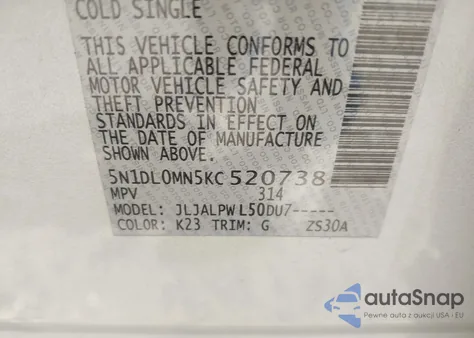 2019 Infiniti Qx60 Pure from USA, damaged, VIN 5N1DL0MN5KC520738
